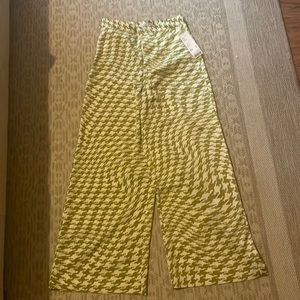One button zipper wide leg pants